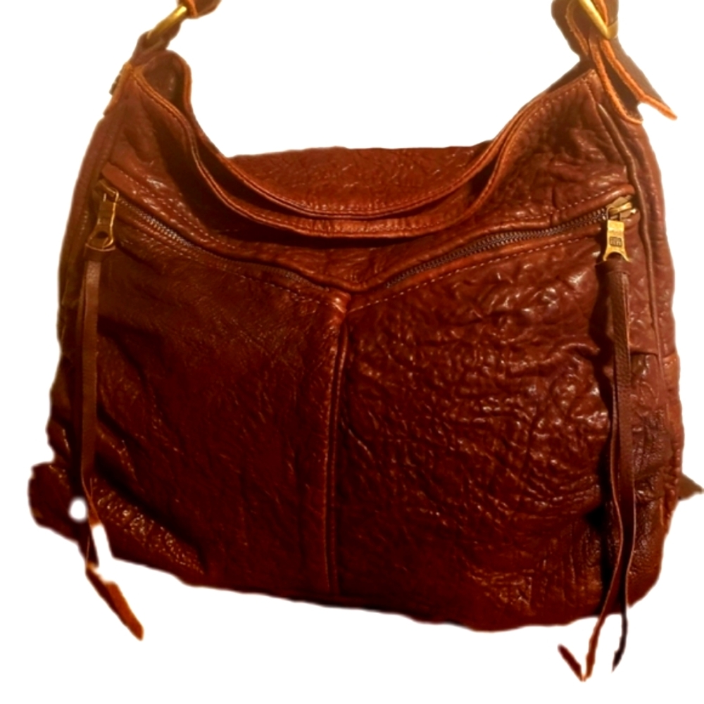TYLIE MALIBU Dist.Peb. Brown Leather Handbag - Picture 1 of 11